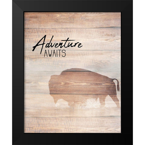 Adventure Awaits Black Modern Wood Framed Art Print by Kimberly, Allen