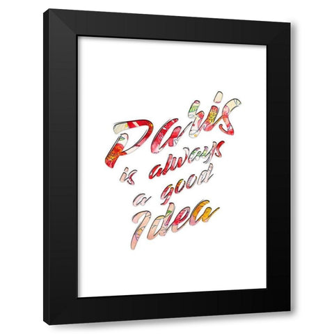 Eiffel Flowers 2 Black Modern Wood Framed Art Print by Kimberly, Allen