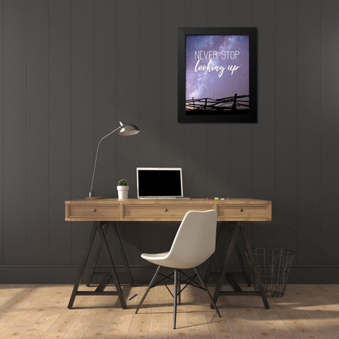 Never Stop Black Modern Wood Framed Art Print by Kimberly, Allen
