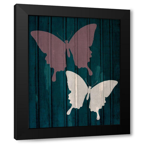 Painted Butterflies 1 Black Modern Wood Framed Art Print with Double Matting by Kimberly, Allen
