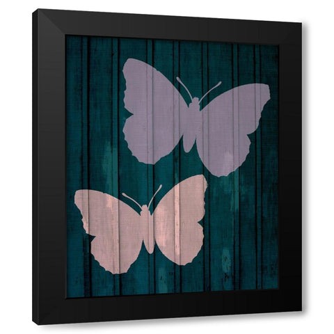 Painted Butterflies 2 Black Modern Wood Framed Art Print with Double Matting by Kimberly, Allen