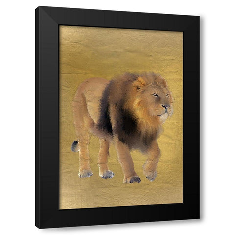Lion Gold Black Modern Wood Framed Art Print by Kimberly, Allen