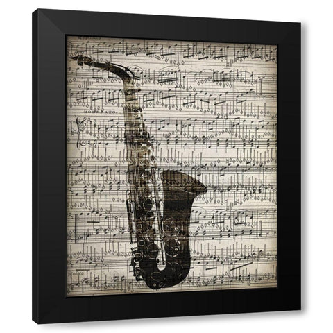 Music Sheets 2 Black Modern Wood Framed Art Print with Double Matting by Kimberly, Allen