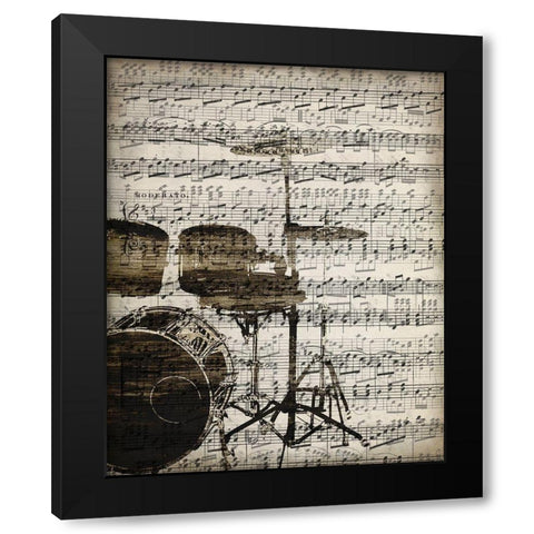 Music Sheets 4 Black Modern Wood Framed Art Print with Double Matting by Kimberly, Allen