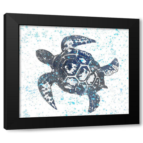 Splatter Turtle Black Modern Wood Framed Art Print with Double Matting by Kimberly, Allen