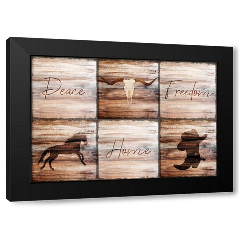 Peace Home Freedom Black Modern Wood Framed Art Print by Kimberly, Allen