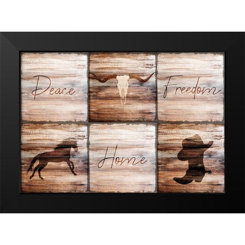 Peace Home Freedom Black Modern Wood Framed Art Print by Kimberly, Allen