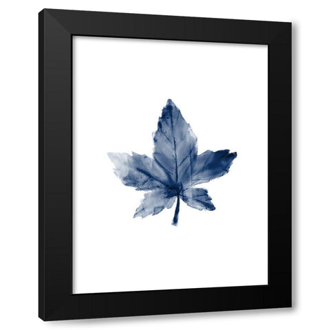 Navy Leaf Print 1 Black Modern Wood Framed Art Print by Kimberly, Allen