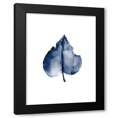 Navy Leaf Print 2 Black Modern Wood Framed Art Print by Kimberly, Allen