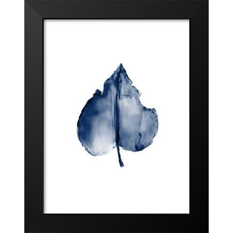 Navy Leaf Print 2 Black Modern Wood Framed Art Print by Kimberly, Allen