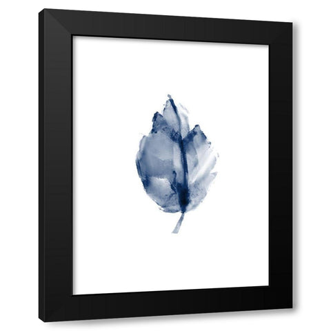 Navy Leaf Print Black Modern Wood Framed Art Print with Double Matting by Kimberly, Allen