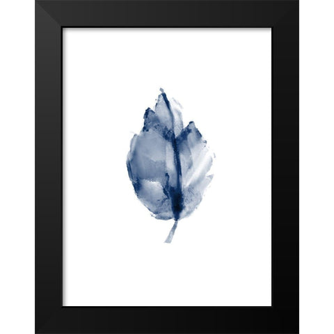 Navy Leaf Print Black Modern Wood Framed Art Print by Kimberly, Allen