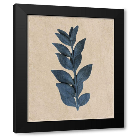 Blue Leaf Print 1 Black Modern Wood Framed Art Print by Kimberly, Allen