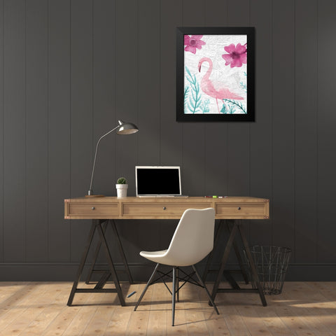 Flamingo Mail 2 Black Modern Wood Framed Art Print by Kimberly, Allen