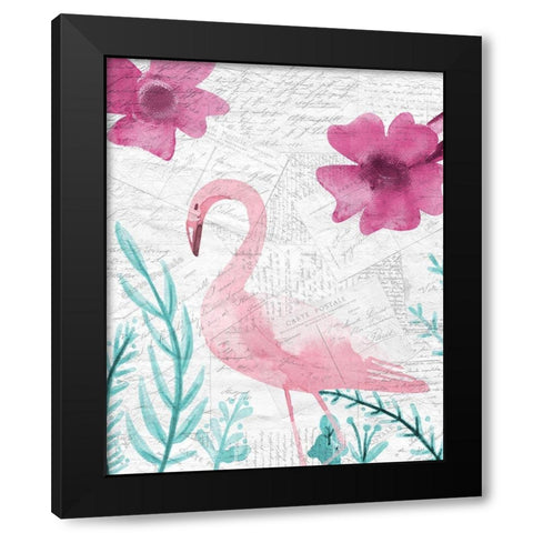 Flamingo Mail 2 Black Modern Wood Framed Art Print by Kimberly, Allen