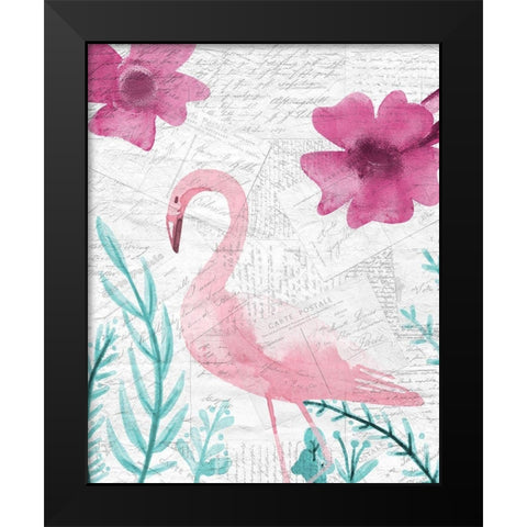 Flamingo Mail 2 Black Modern Wood Framed Art Print by Kimberly, Allen