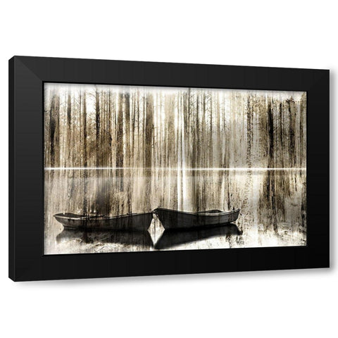 Canoe Morning Black Modern Wood Framed Art Print by Kimberly, Allen