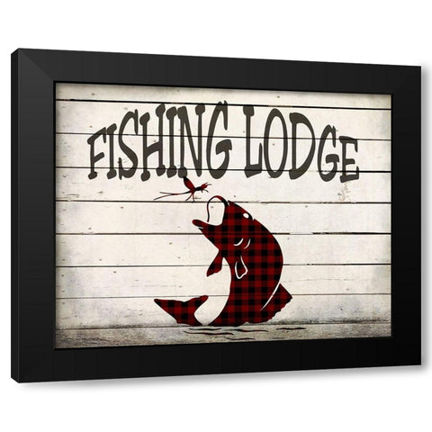 Fishing Lodge Black Modern Wood Framed Art Print with Double Matting by Kimberly, Allen