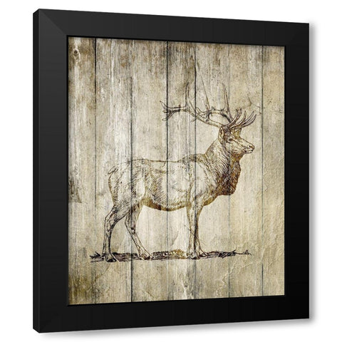 Standing Elk Black Modern Wood Framed Art Print by Kimberly, Allen