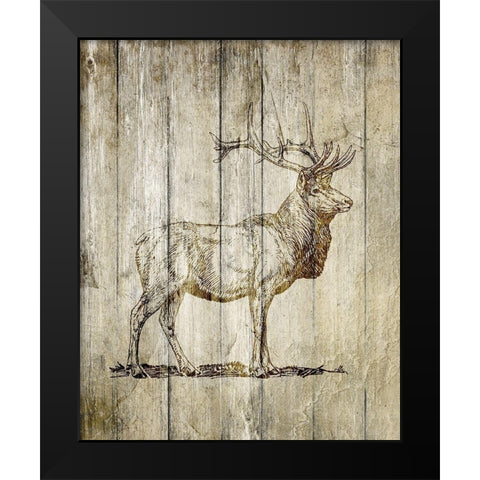 Standing Elk Black Modern Wood Framed Art Print by Kimberly, Allen