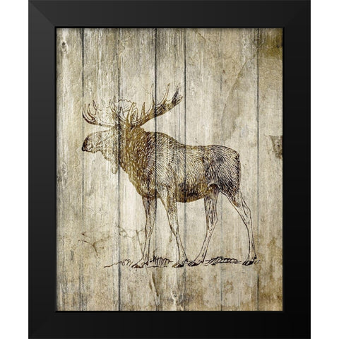 Standing Moose Black Modern Wood Framed Art Print by Kimberly, Allen