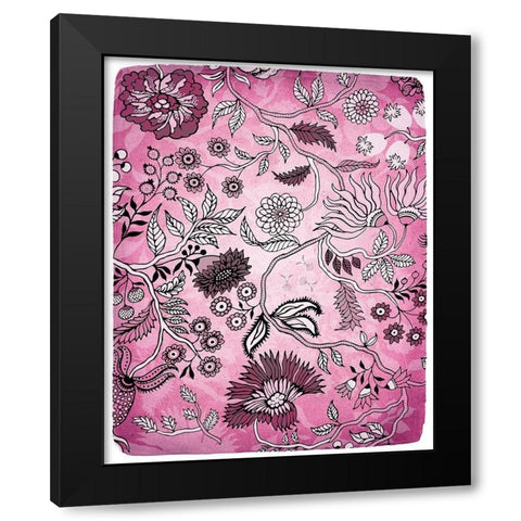 Tropical Flower Pink 1 Black Modern Wood Framed Art Print with Double Matting by Kimberly, Allen