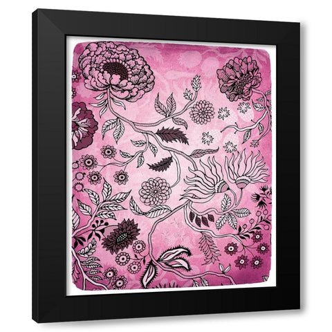 Tropical Flower Pink 2 Black Modern Wood Framed Art Print with Double Matting by Kimberly, Allen
