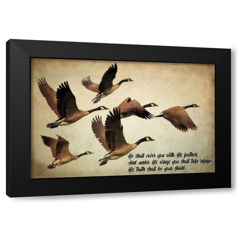 His Wings Black Modern Wood Framed Art Print by Kimberly, Allen