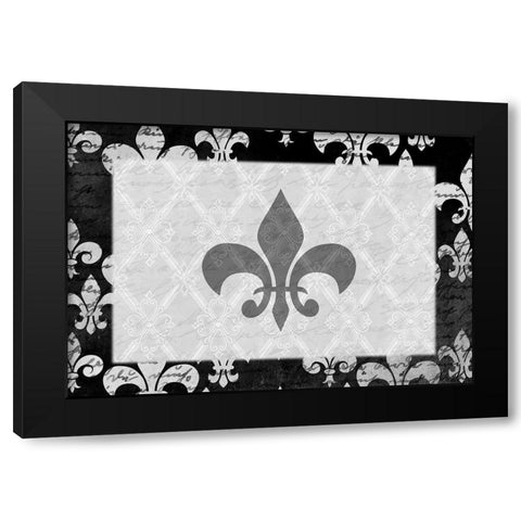 Fleur de Lis Black Modern Wood Framed Art Print with Double Matting by Kimberly, Allen