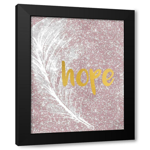 Pink Glitter Feather 2 Black Modern Wood Framed Art Print with Double Matting by Kimberly, Allen