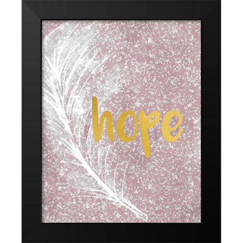 Pink Glitter Feather 2 Black Modern Wood Framed Art Print by Kimberly, Allen