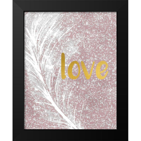 Pink Glitter Feather 3 Black Modern Wood Framed Art Print by Kimberly, Allen