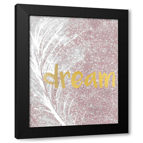 Pink Glitter Feather 4 Black Modern Wood Framed Art Print by Kimberly, Allen