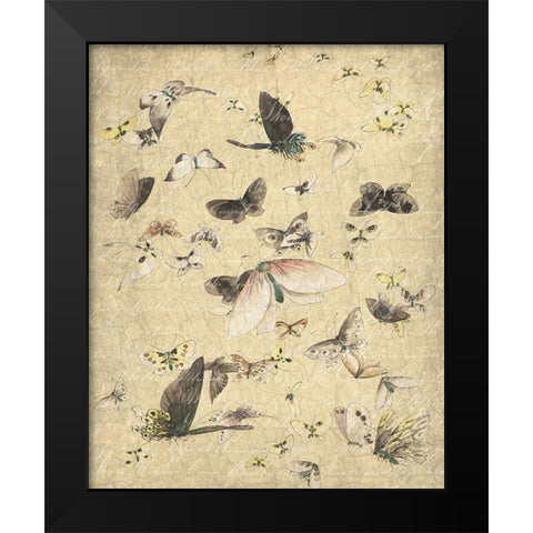 Butterflies in Flight 2 Black Modern Wood Framed Art Print by Kimberly, Allen