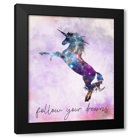 Follow your Dreams v3 Black Modern Wood Framed Art Print with Double Matting by Kimberly, Allen