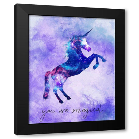 You are Magical Unicorn Black Modern Wood Framed Art Print with Double Matting by Kimberly, Allen