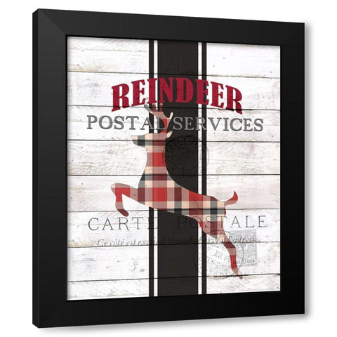 Reindeer Postal Service Black Modern Wood Framed Art Print with Double Matting by Kimberly, Allen