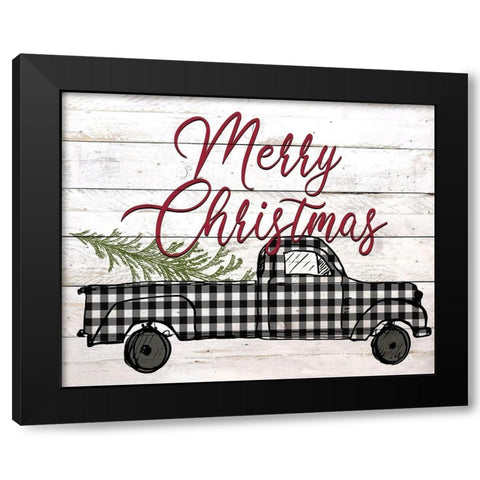 Merry Christmas Holiday Truck 2 Black Modern Wood Framed Art Print by Kimberly, Allen