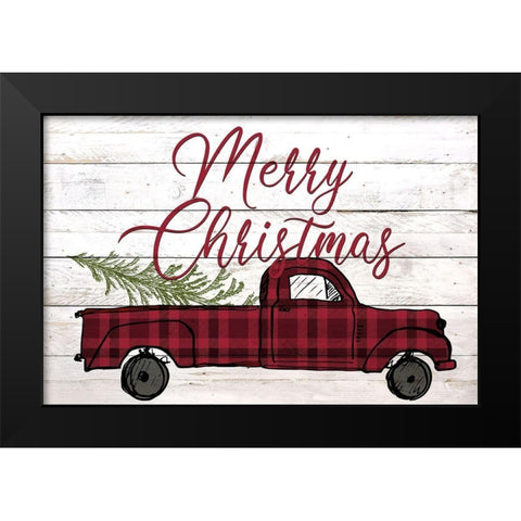Merry Christmas Holiday Truck Black Modern Wood Framed Art Print by Kimberly, Allen