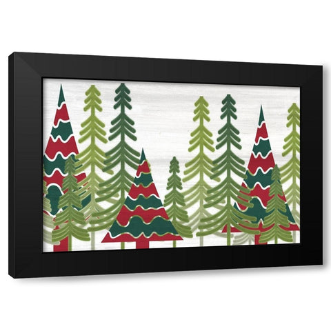 Christmas Trees Black Modern Wood Framed Art Print by Kimberly, Allen
