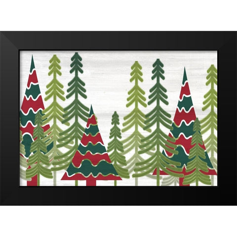 Christmas Trees Black Modern Wood Framed Art Print by Kimberly, Allen