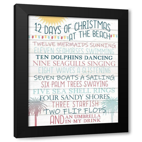 12 Days of Christmas Black Modern Wood Framed Art Print by Kimberly, Allen