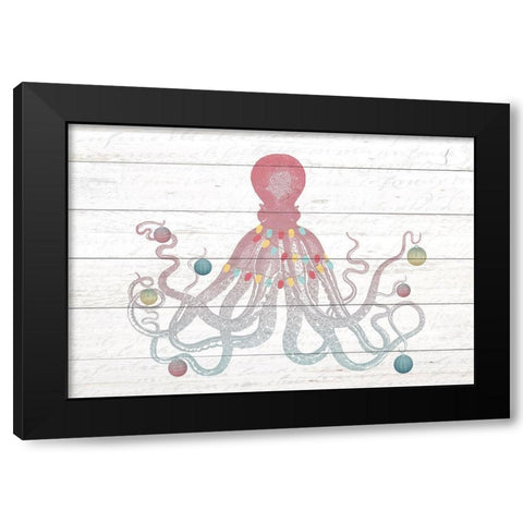 Christmas Octopus Black Modern Wood Framed Art Print with Double Matting by Kimberly, Allen