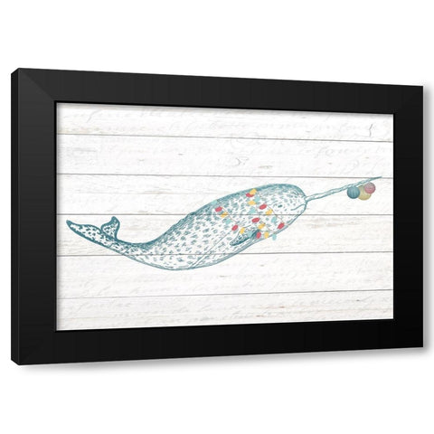 Narwal Christmas Black Modern Wood Framed Art Print by Kimberly, Allen