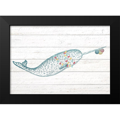 Narwal Christmas Black Modern Wood Framed Art Print by Kimberly, Allen