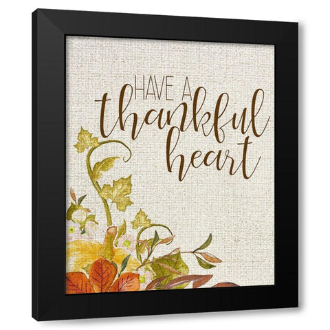 Thankful Heart Black Modern Wood Framed Art Print by Kimberly, Allen