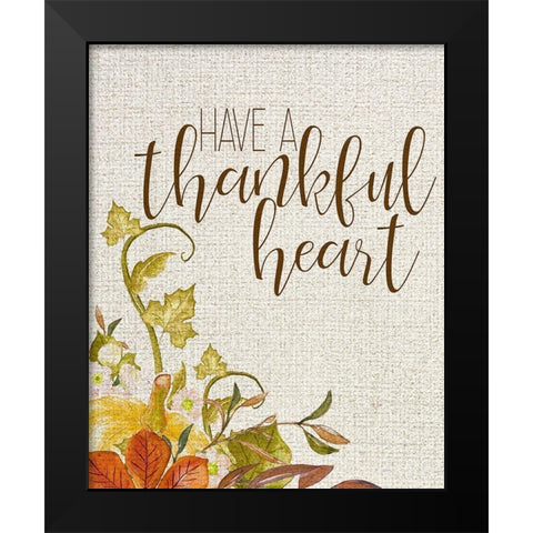 Thankful Heart Black Modern Wood Framed Art Print by Kimberly, Allen