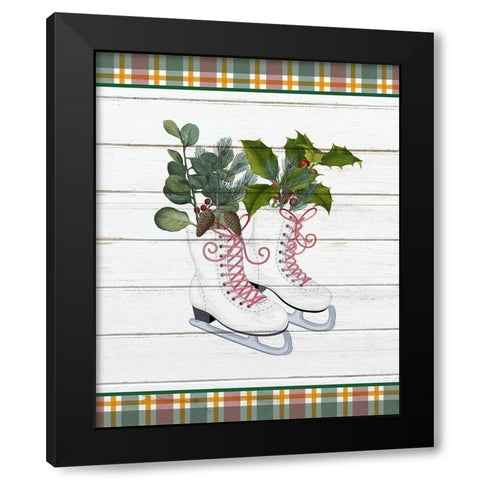 Christmas Skates Black Modern Wood Framed Art Print with Double Matting by Kimberly, Allen