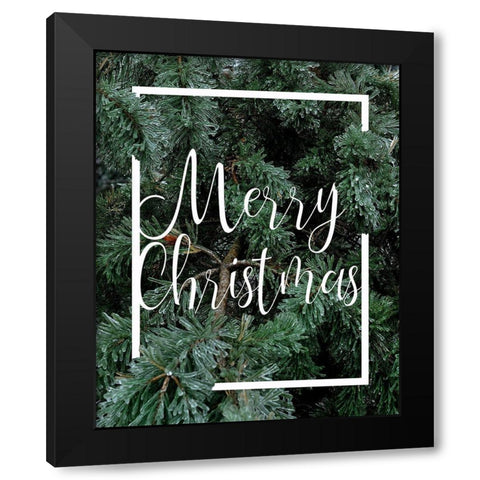 Merry Christmas Foliage Black Modern Wood Framed Art Print with Double Matting by Kimberly, Allen