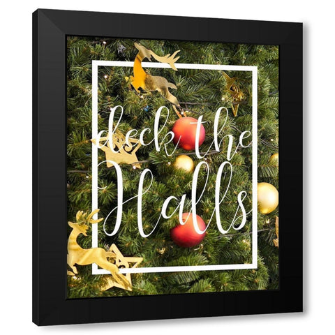 Deck the Halls Foliage Black Modern Wood Framed Art Print by Kimberly, Allen